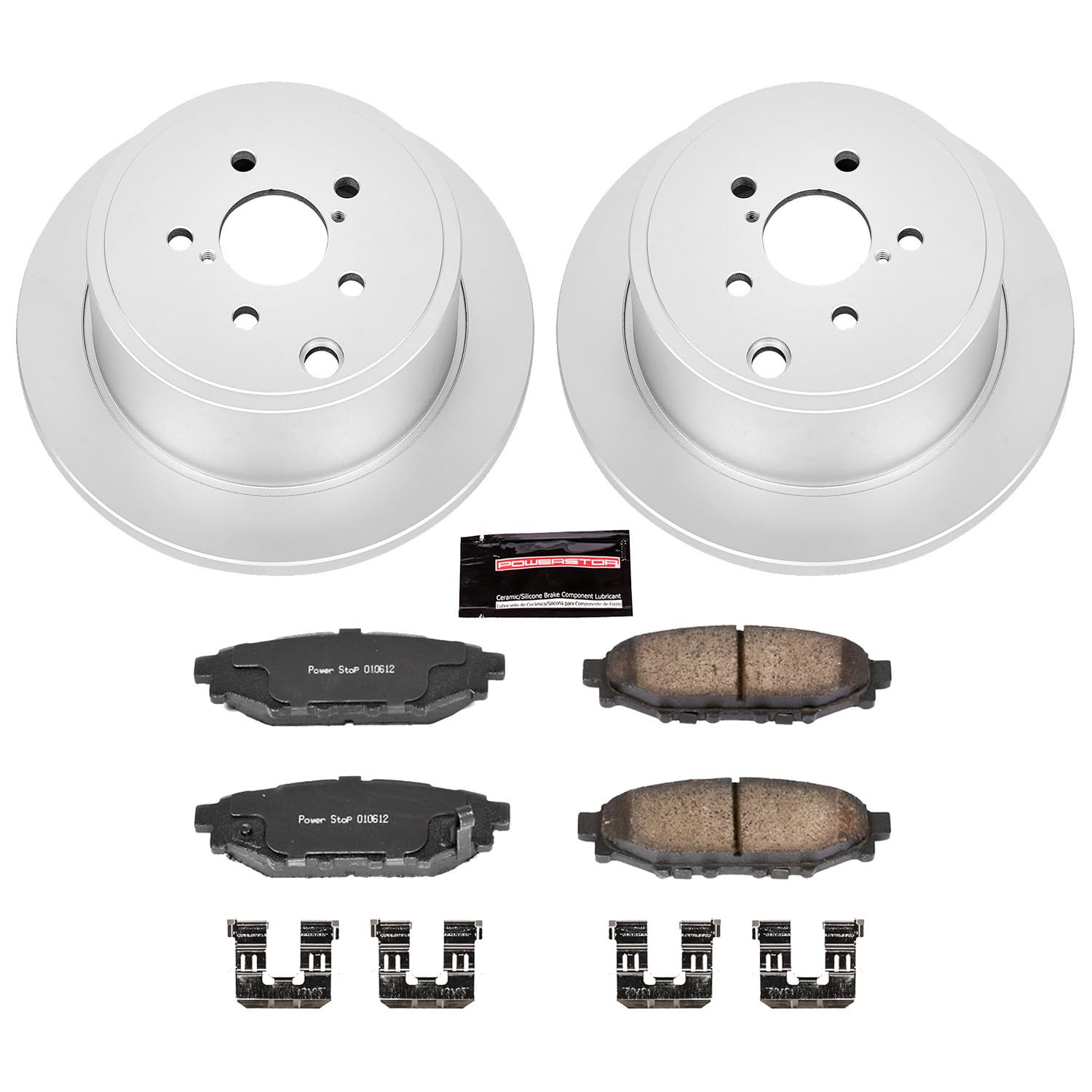 Power Stop CRK4631 Brake Kit For Subaru BRZ Forester Impreza Legacy Outback WRX Rear Coated Brake Rotor and Ceramic Brake Pads