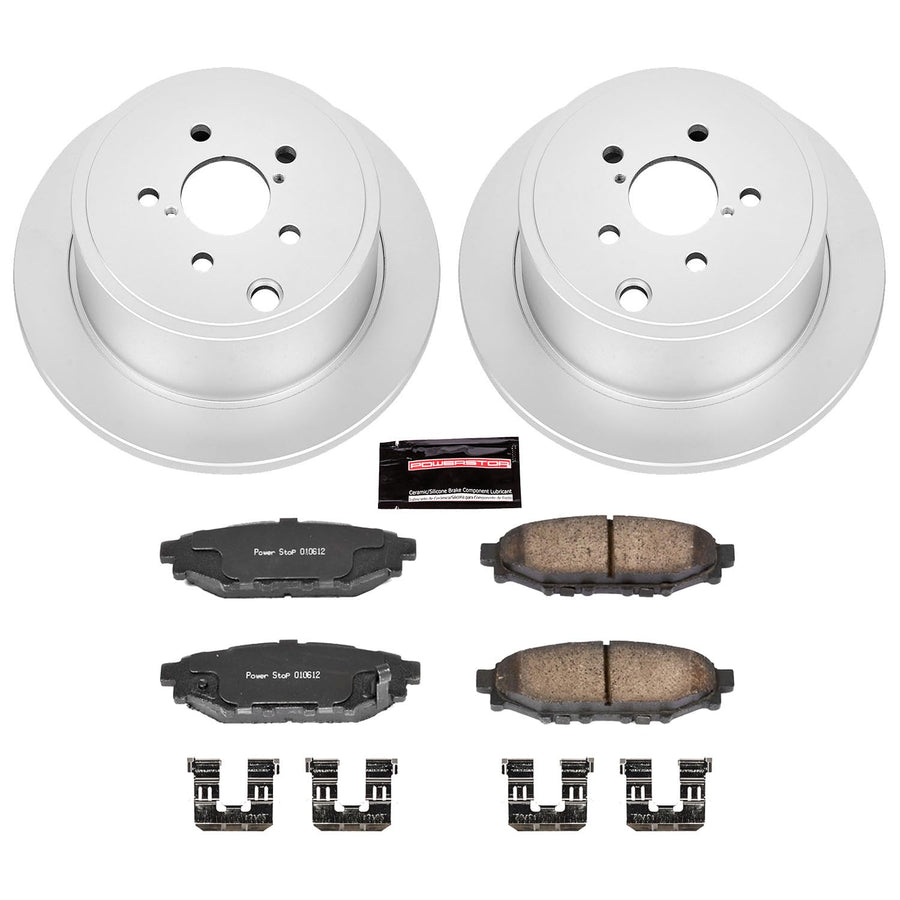 Power Stop CRK4631 Brake Kit For Subaru BRZ Forester Impreza Legacy Outback WRX Rear Coated Brake Rotor and Ceramic Brake Pads