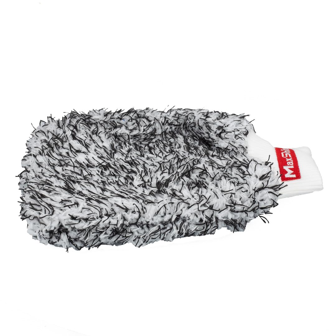 Maxshine Microfiber Black & White Universal Wash Mitt – Premium Scratch-Free, Lint-Free Mitt for Washing Cars, Trucks & Motorcycles – Reusable Auto Detailing Accessory