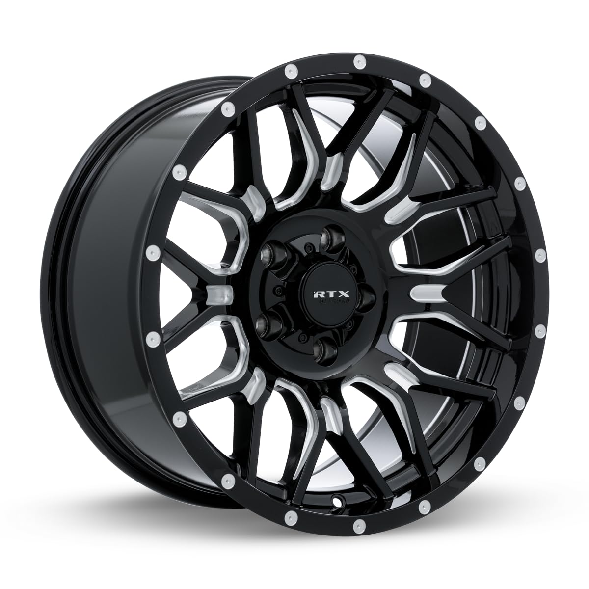 CLAWS RTX Custom Wheel - 20x10, -18 Offset, 8x165.1 Bolt Pattern, 125.1mm Hub - Gloss Black with Milled Accents Rim