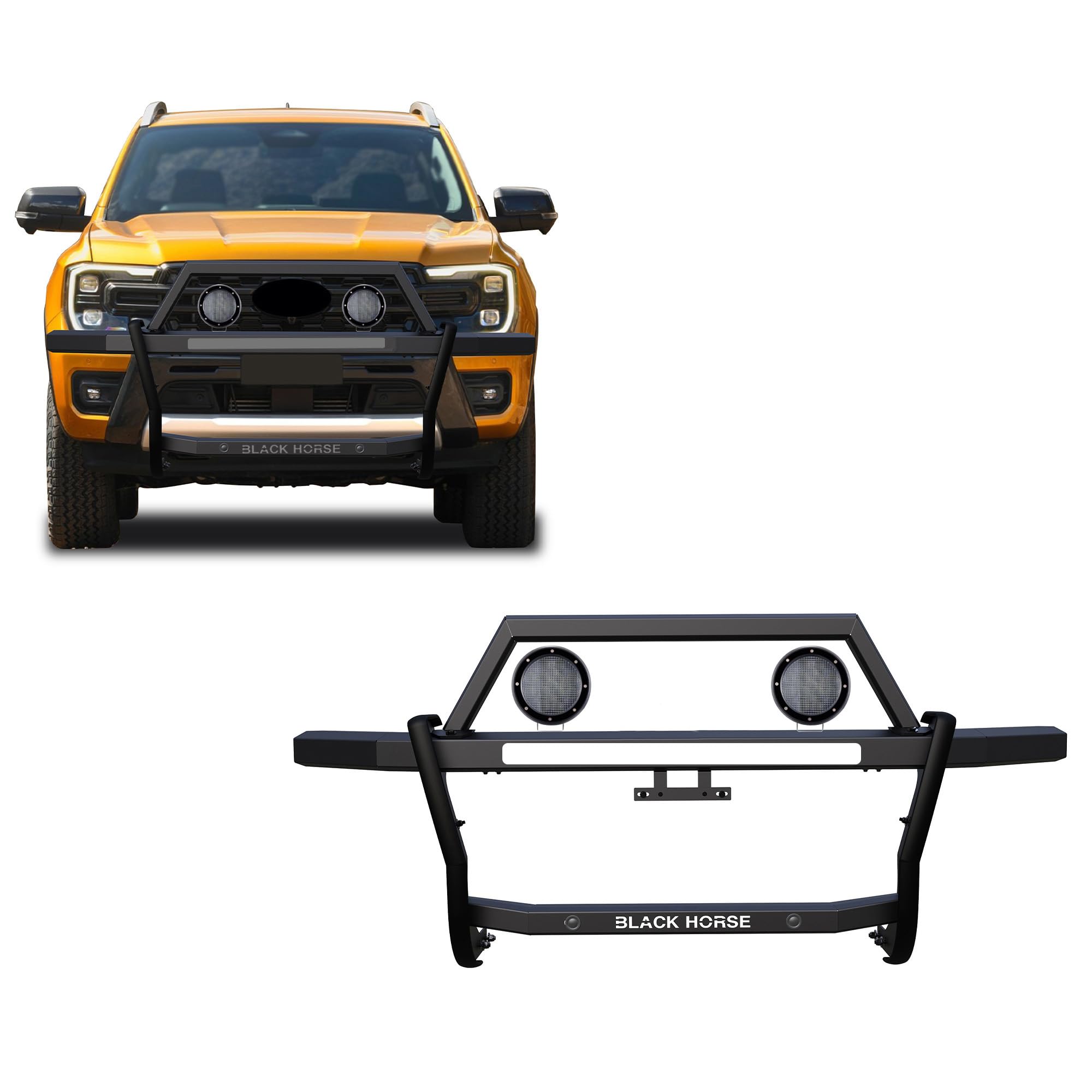 Rambler Black Horse Grille Guard Kit Modular Black Compatible with 2019-2023 Ford Ranger-RAGF10-PLFB