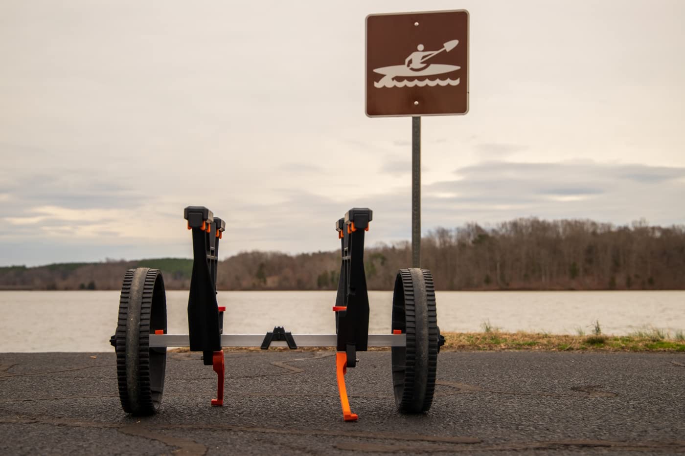 TowNStow YakAttack Bunkster Kayak Cart | Adjustable Dolly for Canoe & SUP Transport | Heavy Duty Carrier - Orange | 450 lb Capacity | Quick Collapse Design | 12” Wheels | No Tools Required