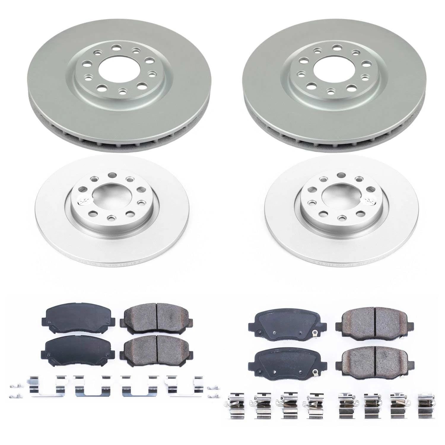 Power Stop CRK7288 Z17 Evolution Geomet Coated Brake Kit Front and Rear For Chrysler 200 2015-2017 [Model Specific]