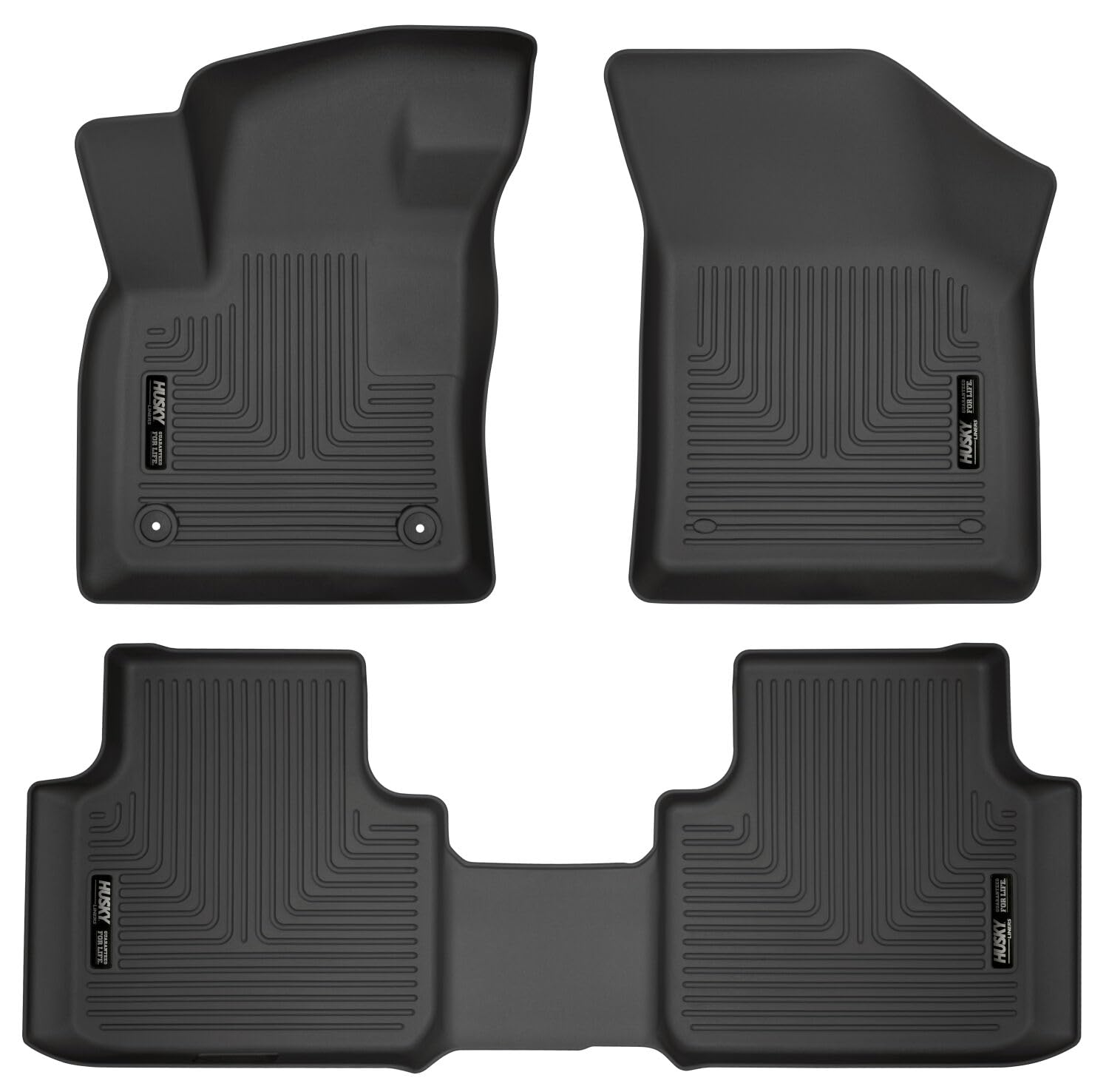 Weatherbeater Husky Liners Floor Mats | Fits 2018-2025 Volkswagen Atlas, 2020-2025 Atlas Cross Sport | Front & 2nd Row, 3-pc Black - 95661