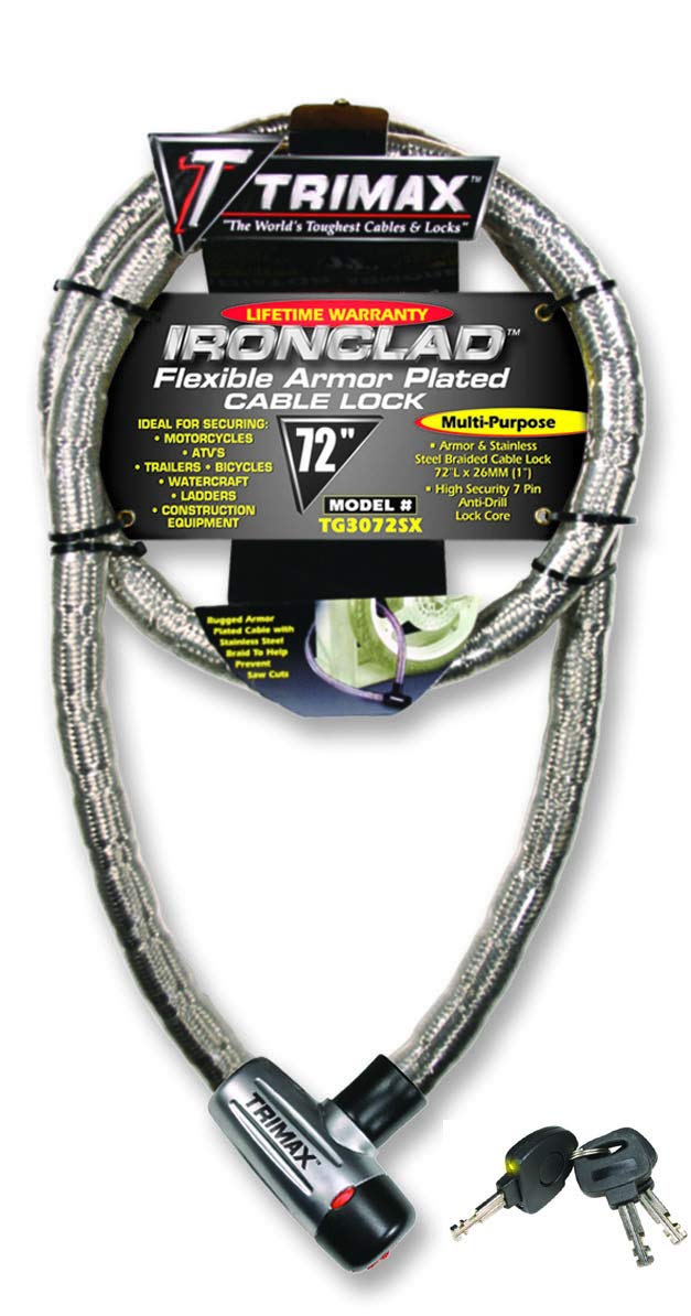 Trimax Supermax TG3072SX Security Armor Plated 72" x 26mm Stainless Steel Locking Cable