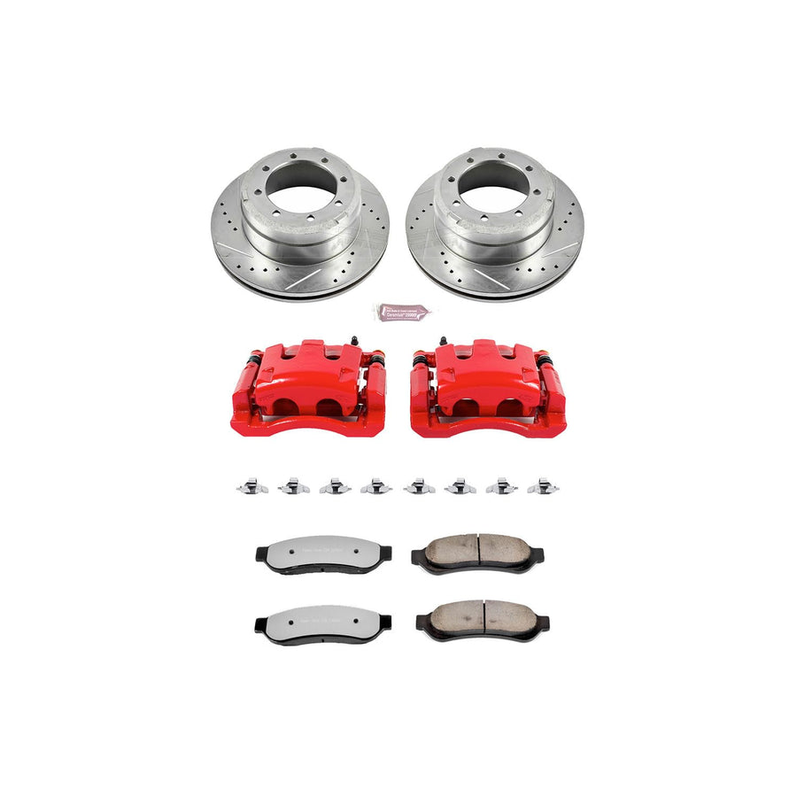 Power Stop Z23 Evolution Sport KC4593 1-Click Brake Kit with Powder Coated Calipers (Brake Pads, Drilled/Slotted Rotors) For Ford F-350 Super Duty 2005-2010 [Model Specific]