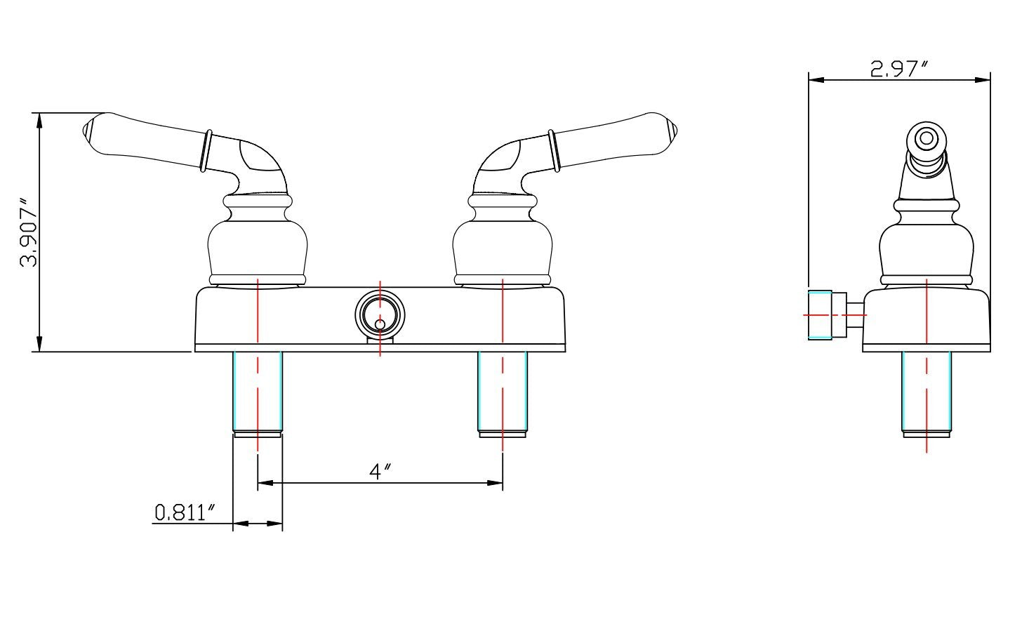 Dura Faucet RV Shower Faucet DF-SA100C-CP Valve Diverter with Classical Handles (Chrome)
