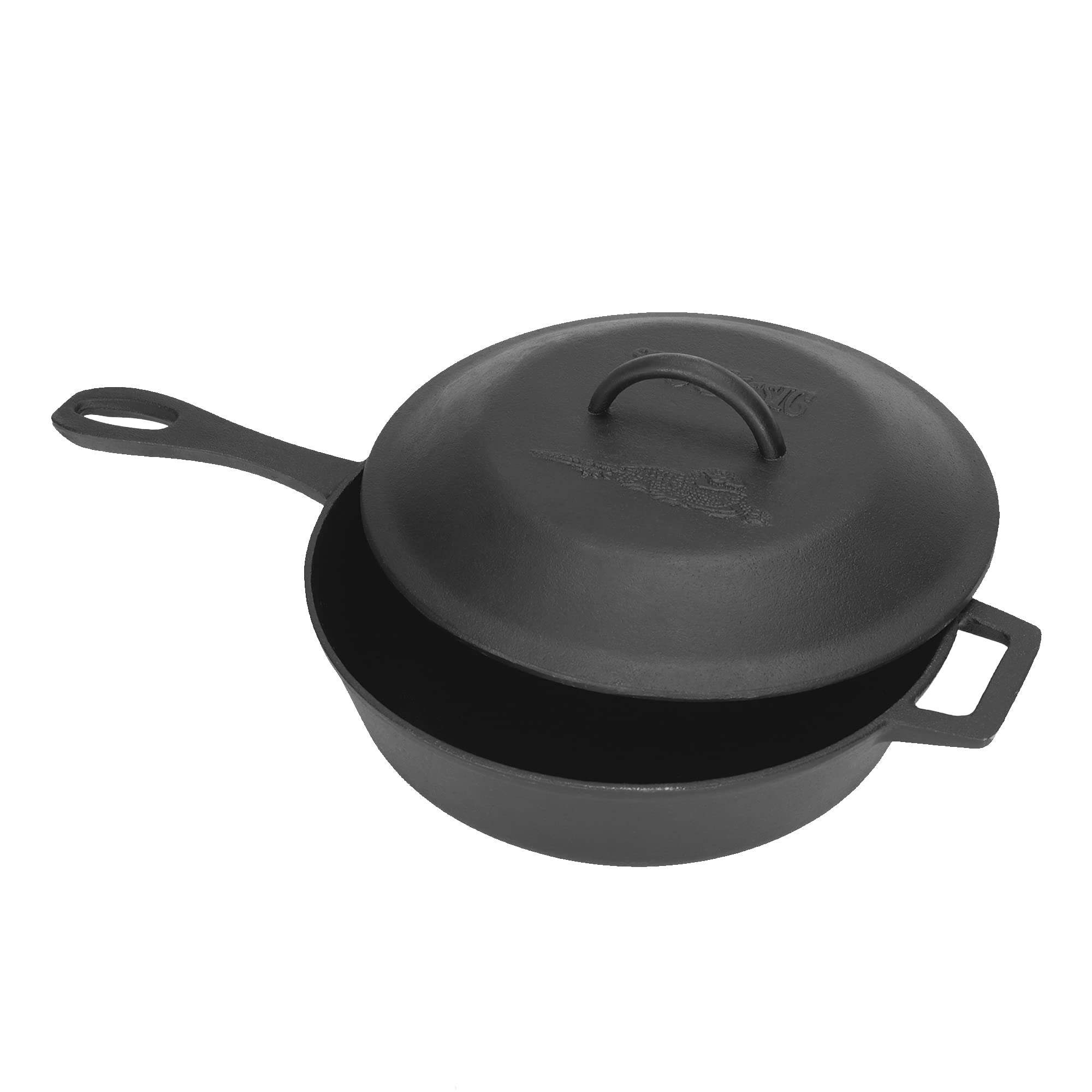 Bayou Classic 3-qt Cast Iron Covered Skillet w/ Domed Self-Basting Lid Features Helper Handle Perfect For Searing & Braising Baking Apple Pies & Cobblers