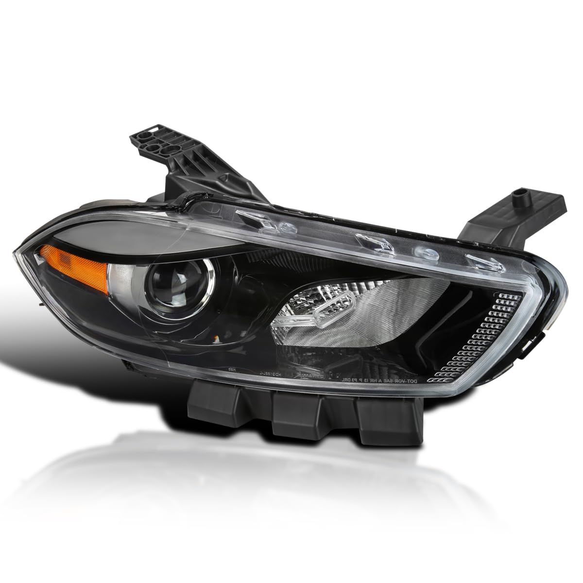 Right Passenger Side SPEC-D TUNING Black Projector Headlight Compatible with 2013-2016 Dodge Dart