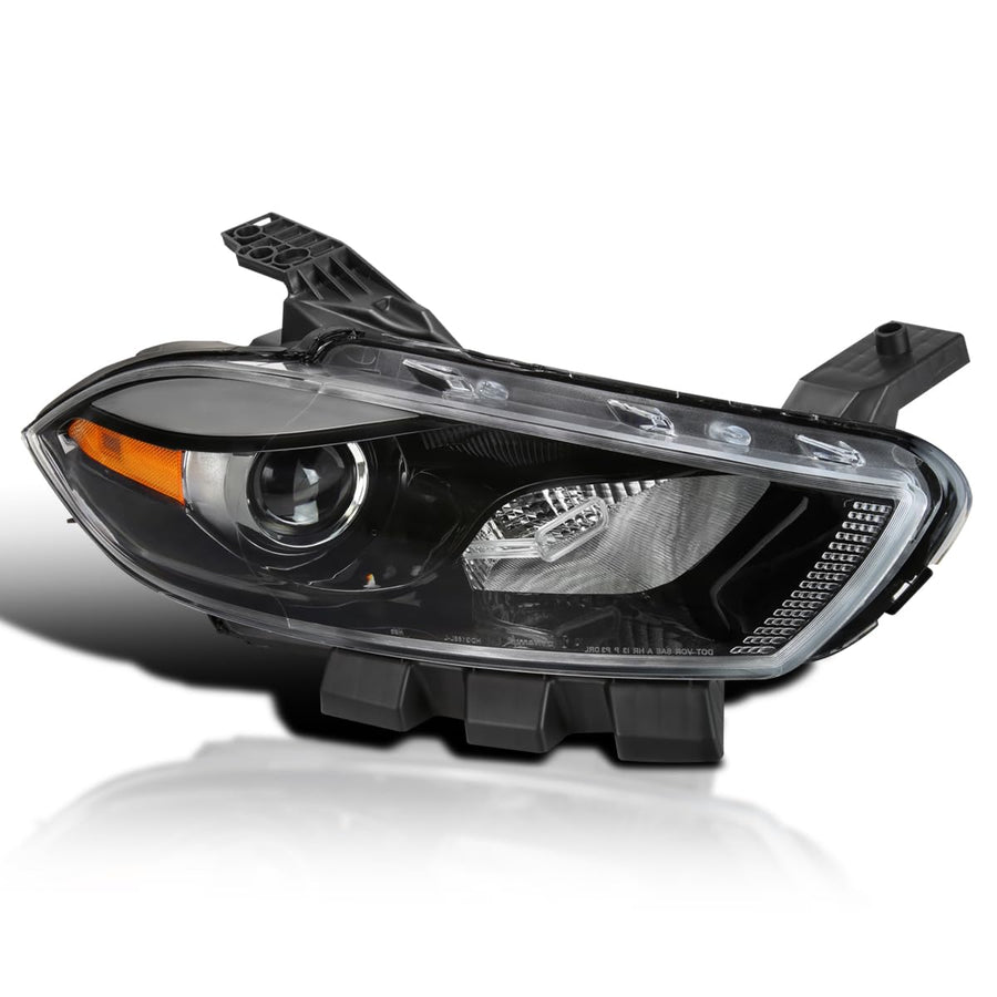 Right Passenger Side SPEC-D TUNING Black Projector Headlight Compatible with 2013-2016 Dodge Dart