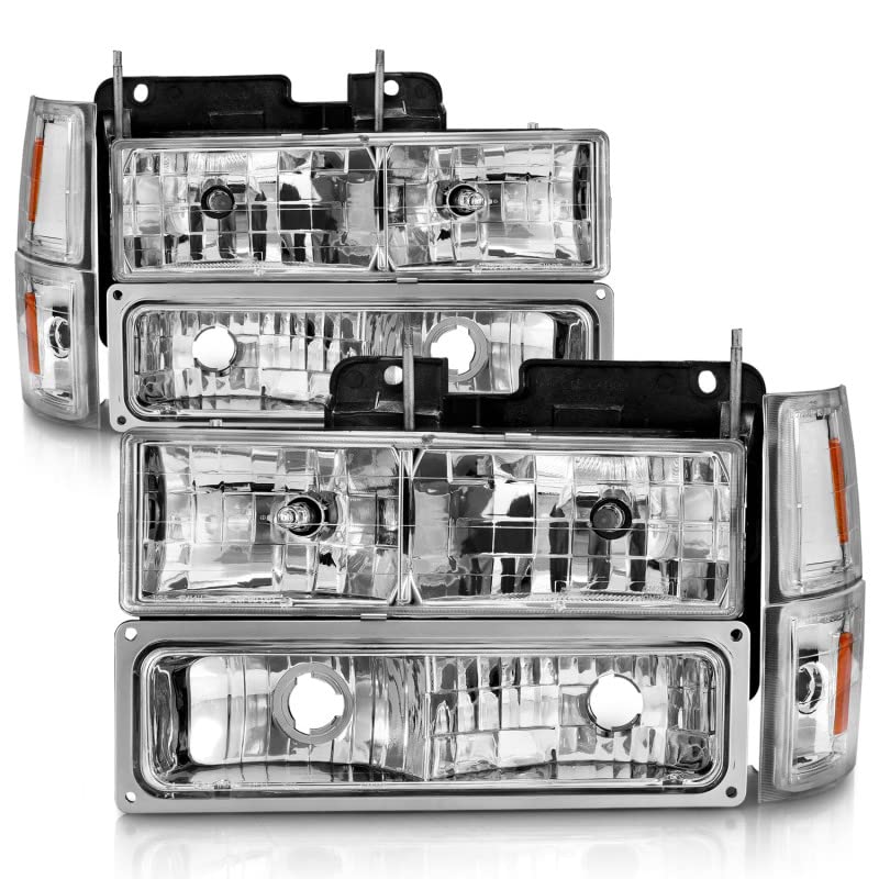 88-98 Chevrolet C1500 Anzo USA Crystal Headlights Chrome w/Signal and Side Marker Lights (111506)