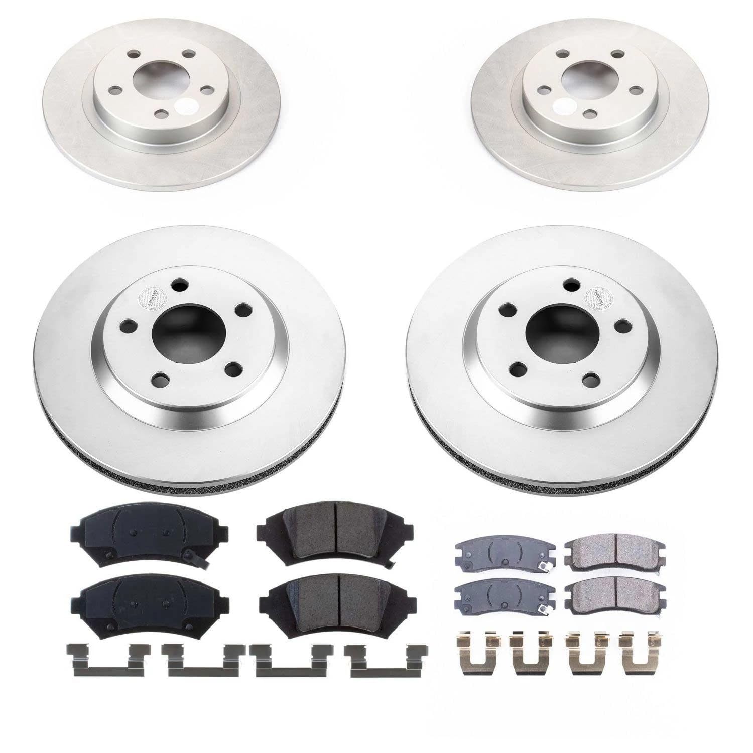 Power Stop Z17 CRK8438 Front and Rear Coated Rotor Kit-Coated Brake Rotors & Ceramic Brake Pads For Cadillac DeVille 2005 [Model Specific]