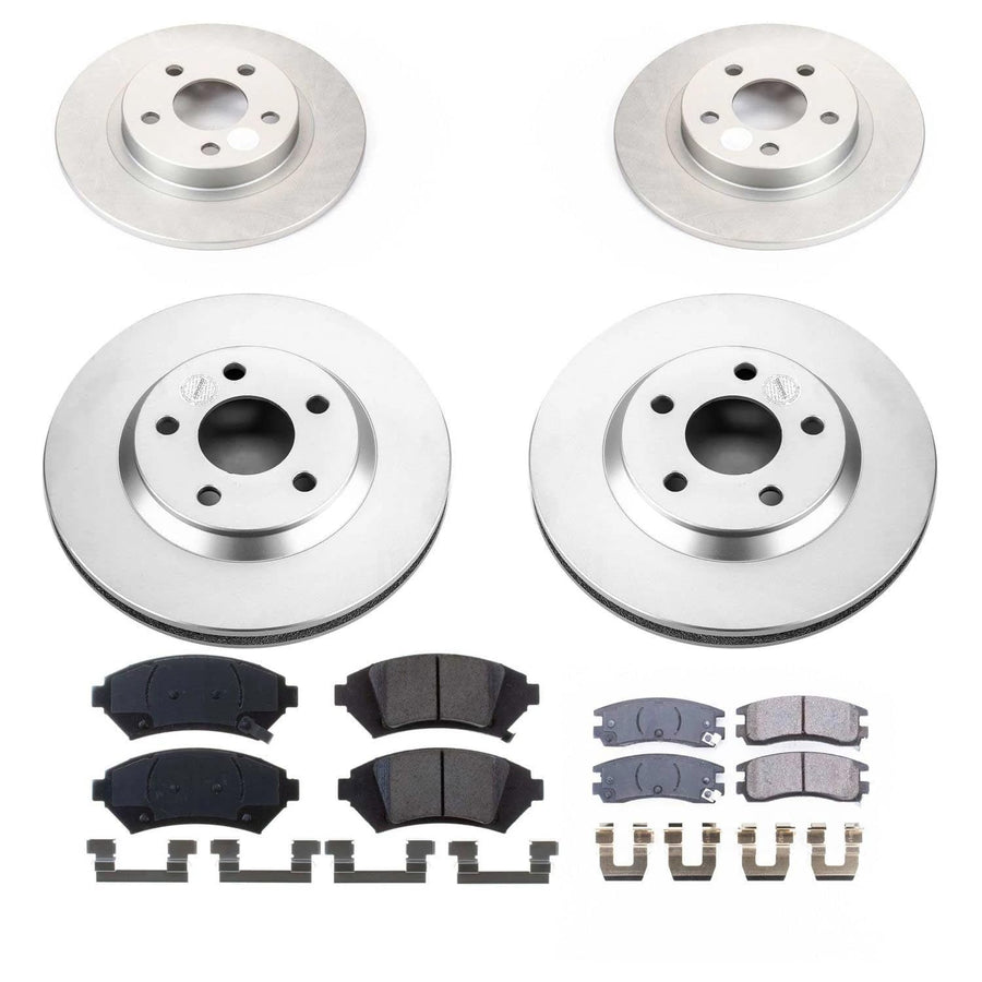 Power Stop Z17 CRK8438 Front and Rear Coated Rotor Kit-Coated Brake Rotors & Ceramic Brake Pads For Cadillac DeVille 2005 [Model Specific]