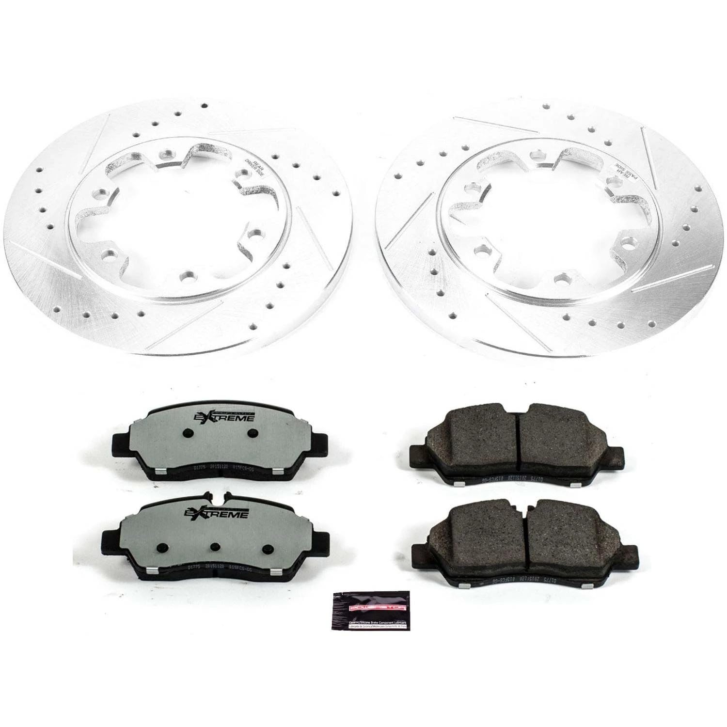 Rear Power Stop K7149-36 Z36 Truck & Tow Brake Kit, Carbon Fiber Ceramic Brake Pads and Drilled/Slotted Brake Rotors For Ford Transit-350 HD 2015-2019 [Model Specific]