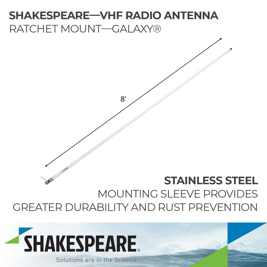 Phase III Shakespeare 6225-R VHF Antenna - 8' VHF Marine Band 6dB Gain , White