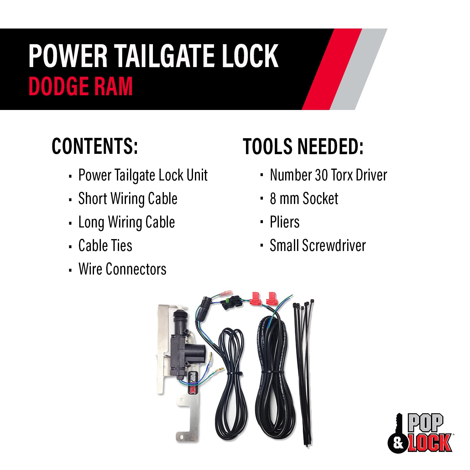 PL8340 Power Tailgate Lock for Dodge Ram Models 1500, 2500, and 3500 Pop & Lock