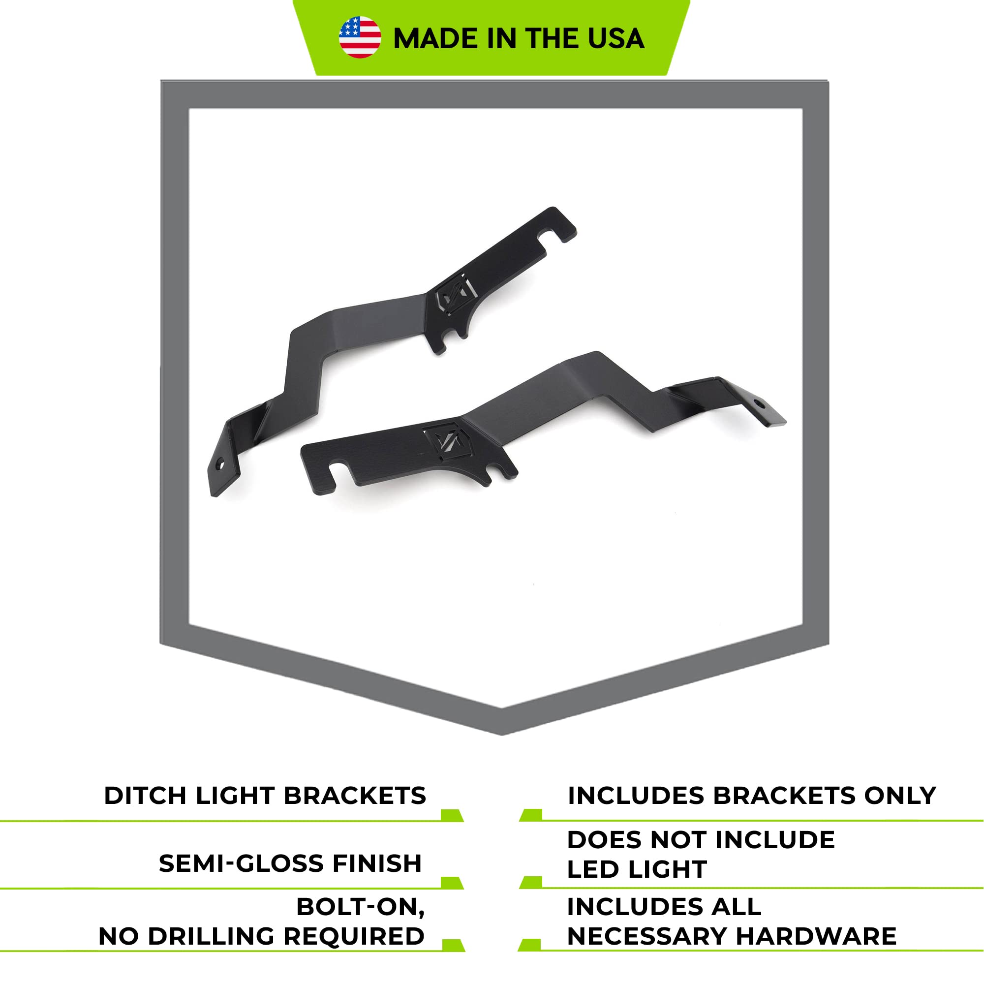 ZROADZ Hood Ditch Hinge LED Mounting Bracket - Compatible w/ 2015-2017 Ford F150 - to Mount (2) 3 Inch LED Pod Lights - Mild Steel Gloss Black - Easy Bolt-On Installation - PN #Z365731