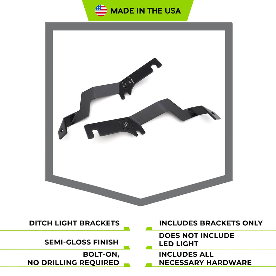 ZROADZ Hood Ditch Hinge LED Mounting Bracket - Compatible w/ 2015-2017 Ford F150 - to Mount (2) 3 Inch LED Pod Lights - Mild Steel Gloss Black - Easy Bolt-On Installation - PN #Z365731