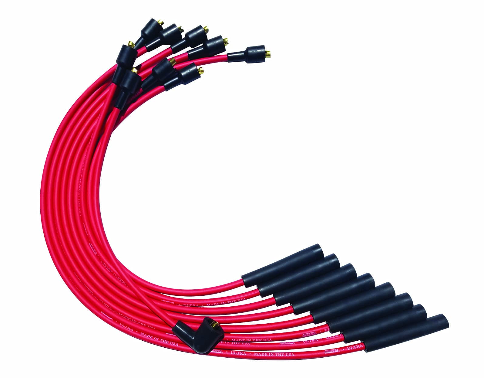 Moroso Ultra Series Red Spark Plug Wires, Chrysler Mopar 273/318/340/360, HEI Distributor, Straight Plug Ends