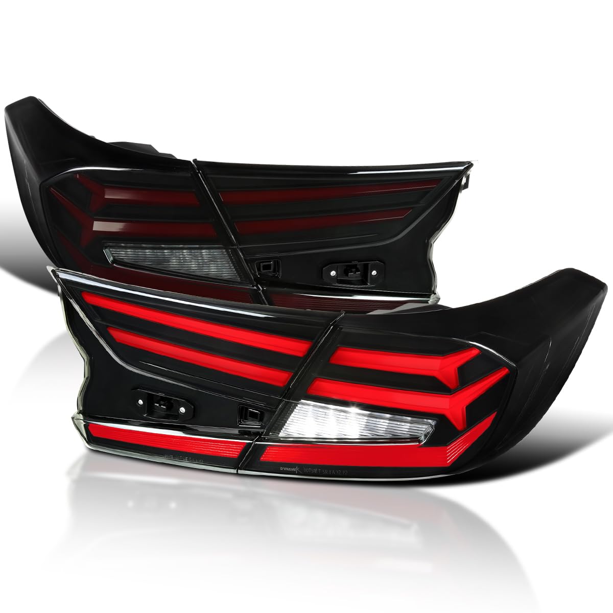 Black Smoke LED Sequential Tail Lights SPEC-D TUNING w/Red Light Bars and Startup Animation Compatible with 2018-2022 Honda Accord 4Dr Sedan, Left + Right Pair Assembly