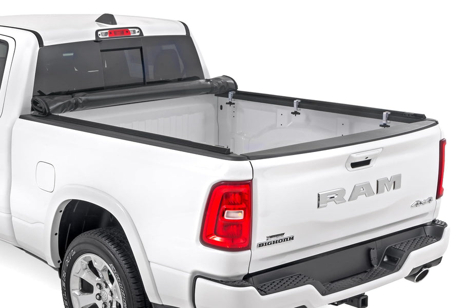Rough Country Tonneau Cover Soft Roll Up for Ram 1500 (2019-2026) TRX (2021-2024) - Fits 6'4 Bed, Weatherproof Bed Cover