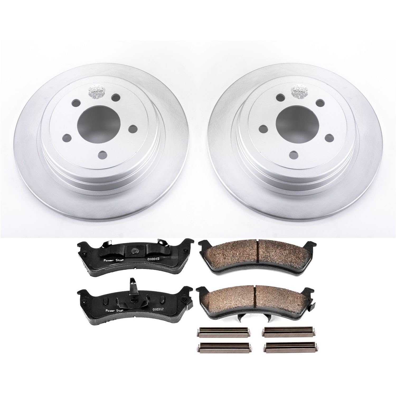 Power Stop Coated Brake Rotor and CRK1770 Ceramic Brake Pads- Rear For Ford Explorer Sport 2003 [Model Specific]