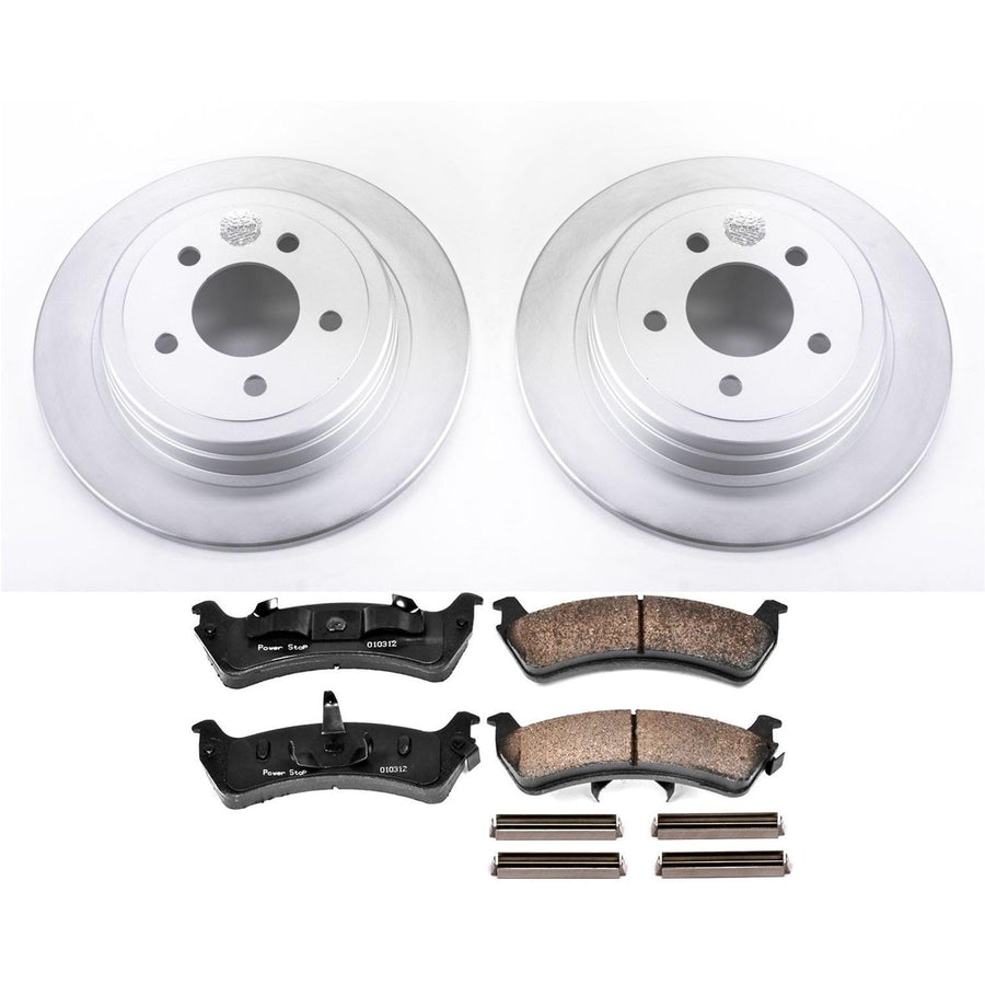 Power Stop Coated Brake Rotor and CRK1770 Ceramic Brake Pads- Rear For Ford Explorer Sport 2003 [Model Specific]