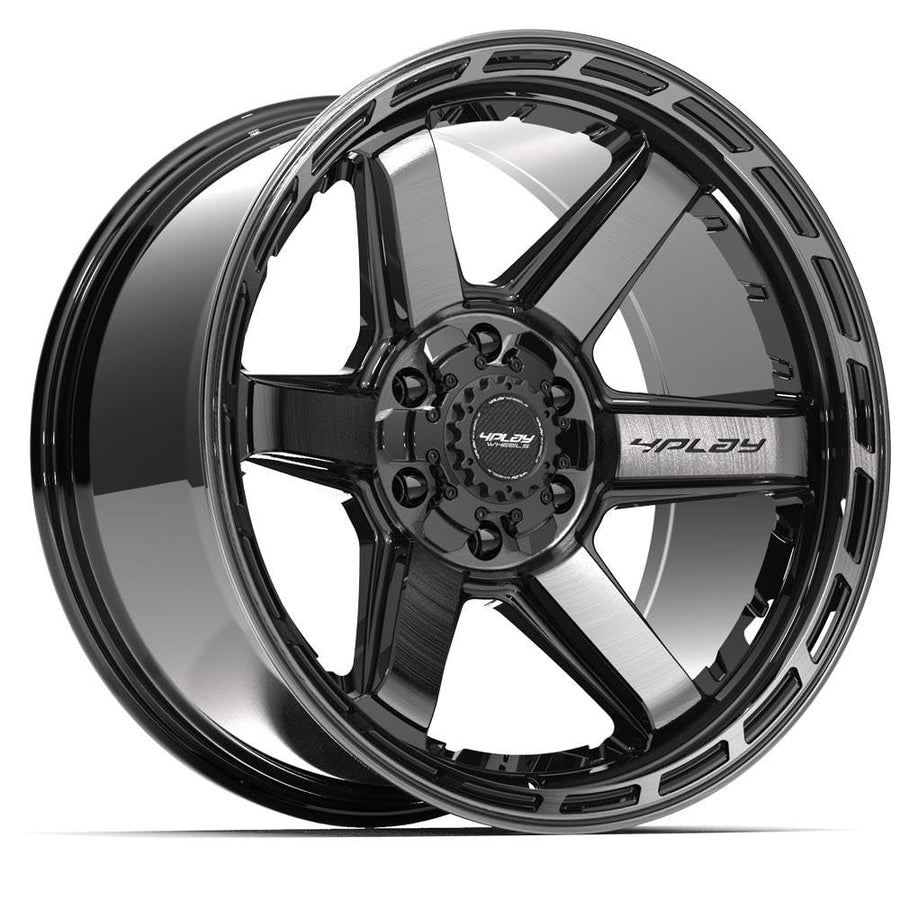 4PLAY Wheels 20 Inch Rim 4P63 Fits 6x135 & 6x139.7 20x10 Gloss Black Brushed with Tinted Clear (1)