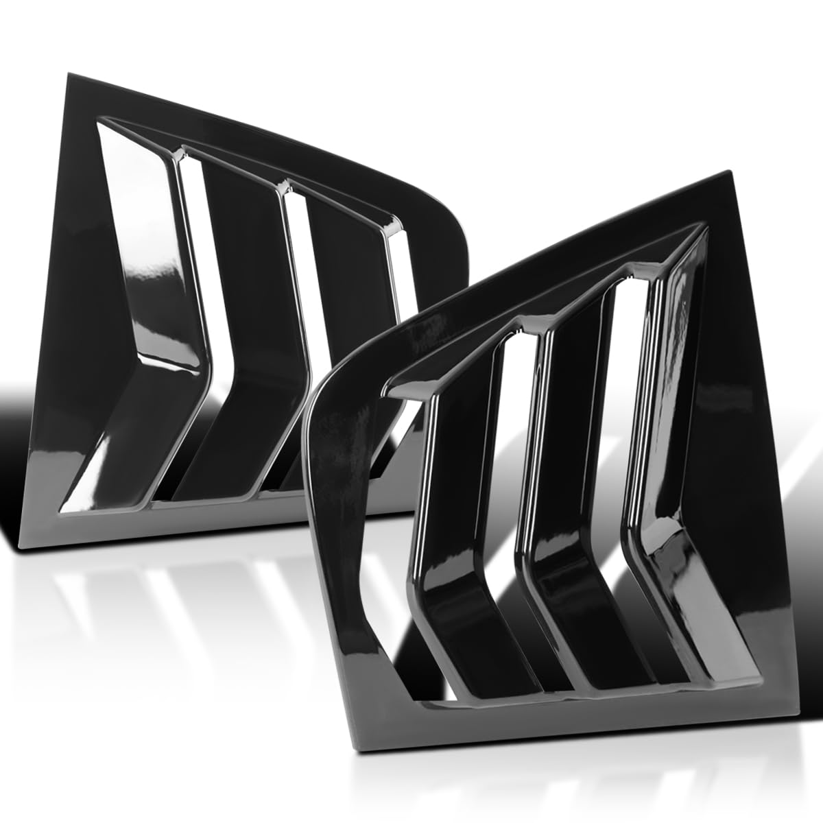 Quarter 3-Vent Style Glossy Black Side Window Louvers Cover Compatible with Dodge Charger Spec-D Tuning 2011-2021