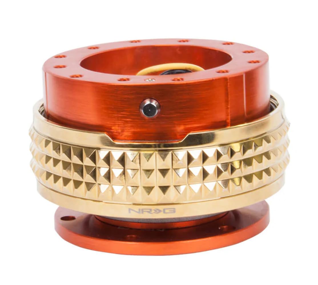 NRG Innovations Gen 2.1 NRG-SRK-210OR-CG Steering Wheel Quick Release Adapter Kit, 6x70 and 6x74mm Bolt Patterns, Orange Body/Chrome Gold Pyramid Ring