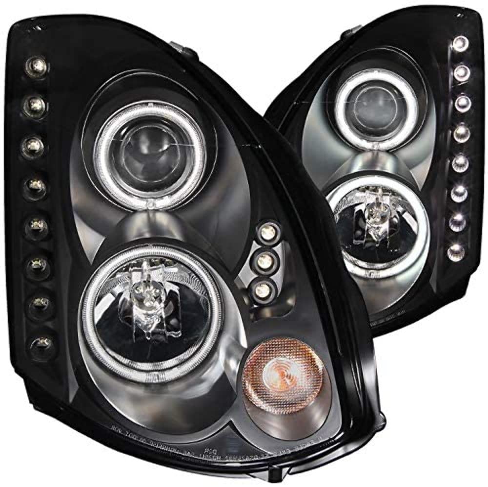 Headlight Assembly Anzo USA 121363 LED Strip Clear Lens Pair CCFL Black