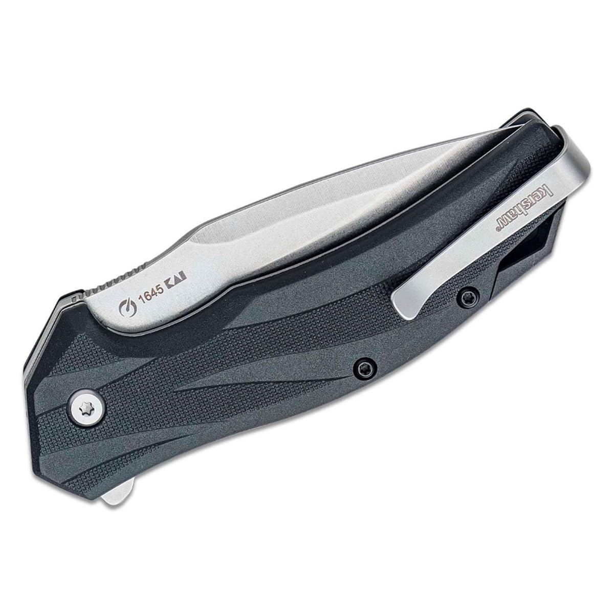 Lateral Kershaw Folding Pocket Knife, 3.1 inch Stonewashed Blade, Pocketclip,BLACK