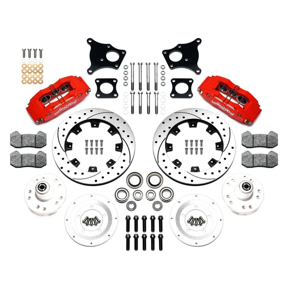 140-13554-DR WILWOOD DP6 Front Kit,12.19", Drilled, Red AMC 71-76 OE Disc w/o Bendix Brakes