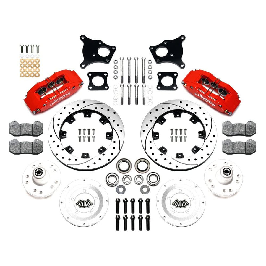140-13554-DR WILWOOD DP6 Front Kit,12.19", Drilled, Red AMC 71-76 OE Disc w/o Bendix Brakes