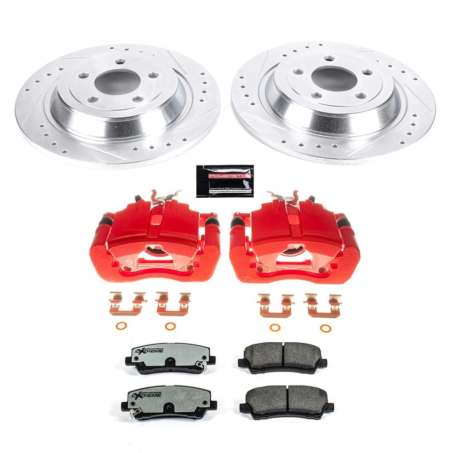 Power Stop Z26 KC6813-26 Rear Caliper Kit-Drilled/Slotted Rotors, Carbon Ceramic Brake Pads, Calipers For Ford Mustang 2015-2019 [Model Specific]