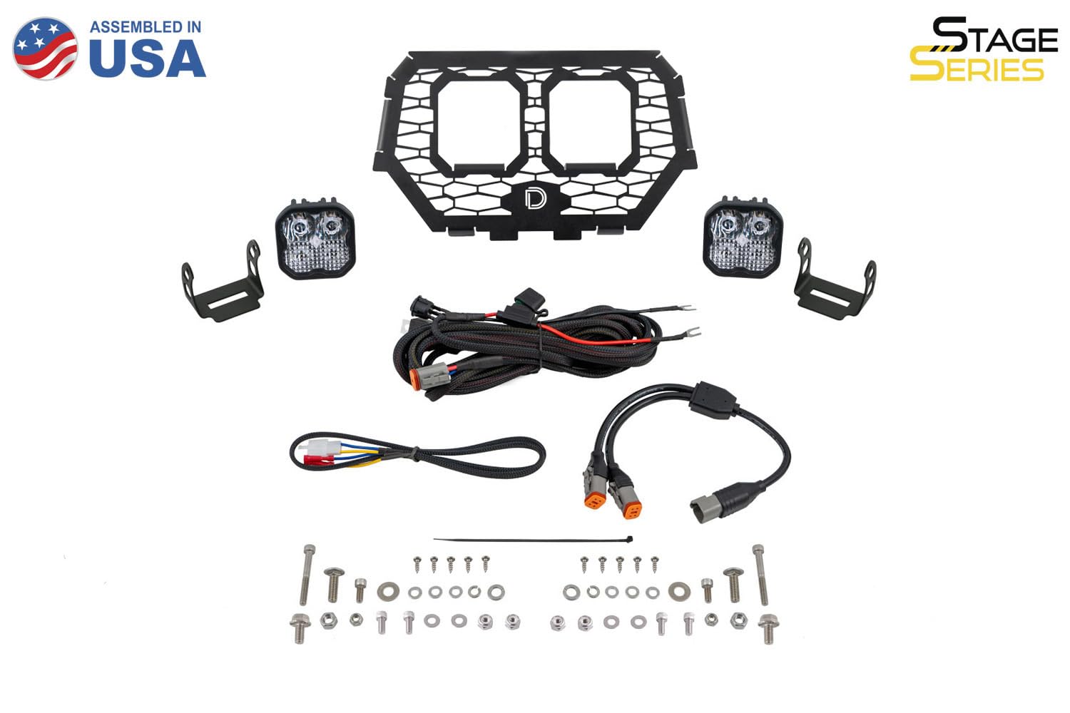 Stage Series Diode Dynamics LED Grille Kit compatible with Polaris RZR XP 2014-2023, White Combo Pro
