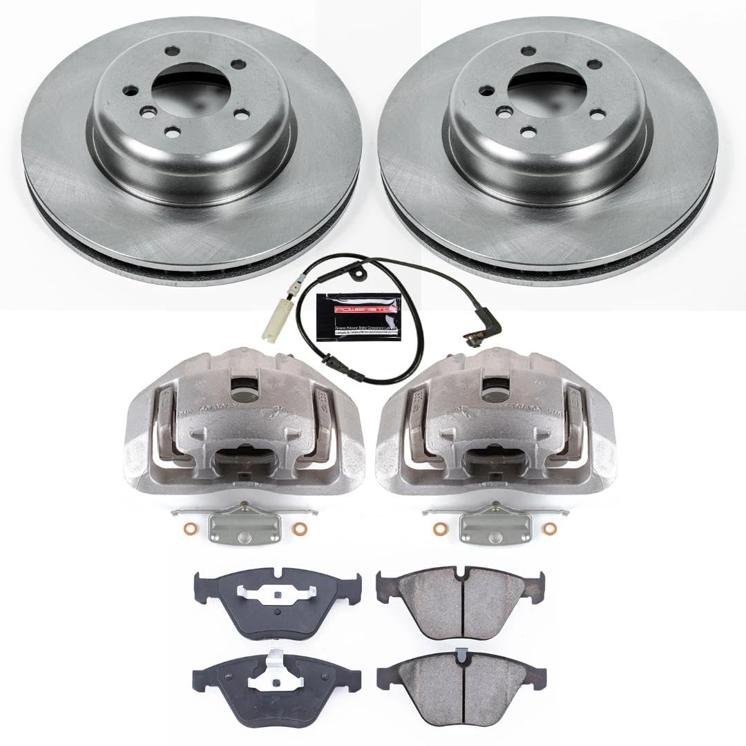 Power Stop Autospecialty KCOE2918 Replacement Front Caliper Kit-Rotors, Ceramic Brake Pads, Calipers For BMW 535i, BMW 545i, BMW 550i, BMW 645Ci, BMW 650i [Model Specific]