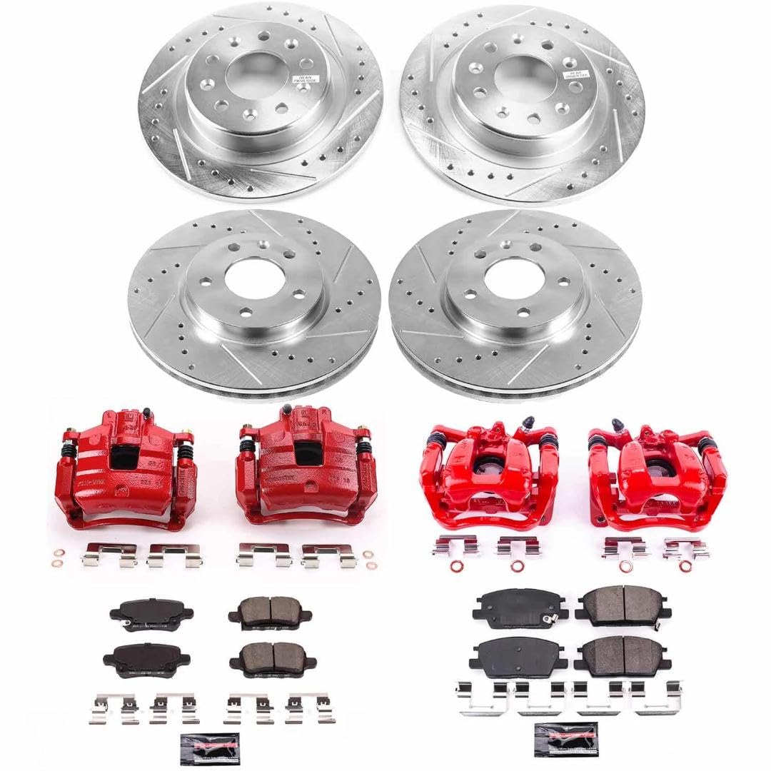 Power Stop Z23 Front and Rear Brake Kit-Drilled/Slotted Rotors | Carbon Ceramic Pads | Calipers For Buick LaCrosse 2019 | Chevrolet Equinox 2018-2021 | GMC Terrain 2021 KC7564 [Vehicle Specific]