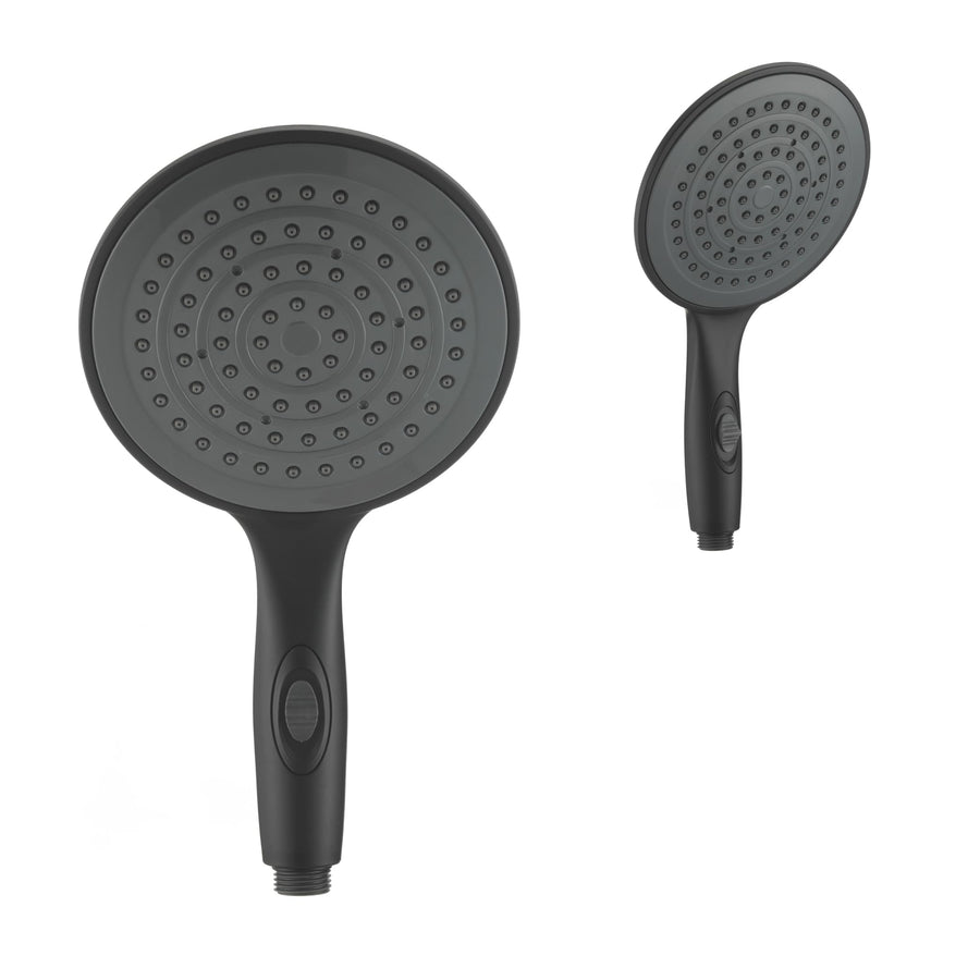6” Dura Faucet (DF-SA434-MB) Luxury Rain Shower Wand for RVs – Matte Black, Single Function Handheld Shower Head with Eco-Friendly On/Off Switch, Lightweight, Lead-Free, Easy Install, 2.5 GPM