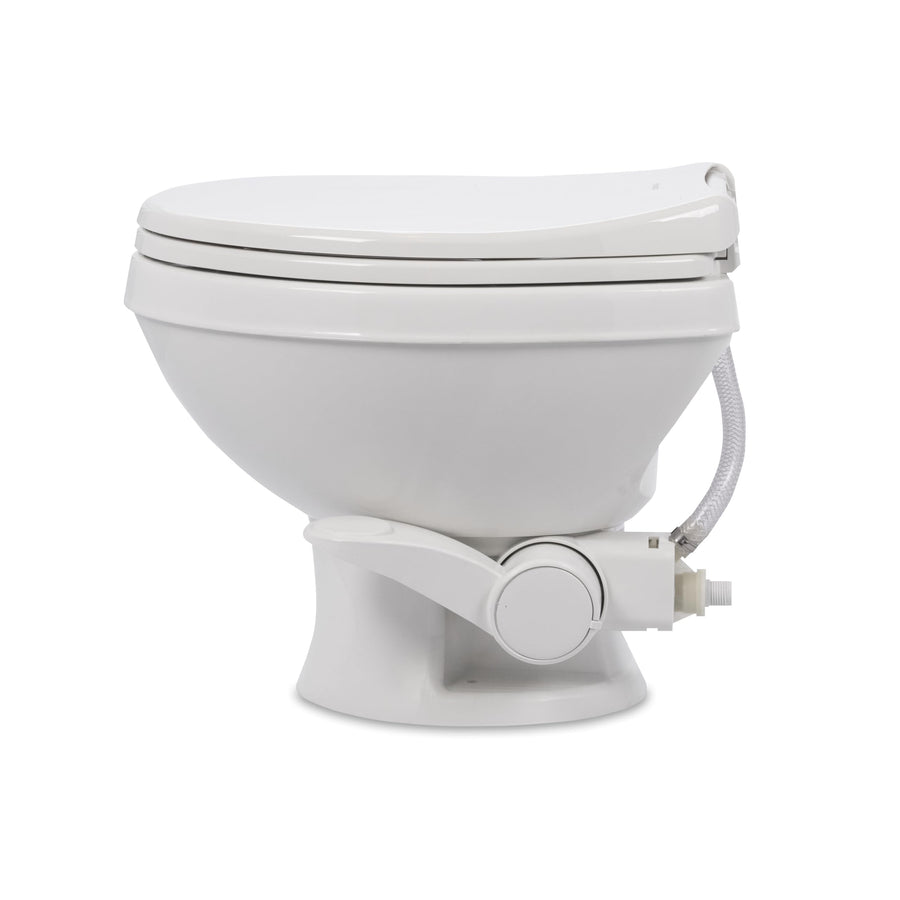 Dometic Model 401 RV Toilet Essential – Heavy-Duty Plastic Bowl, Universal Fit & 2-Bolt Mount, Low-Profile 13–5/8" Seat Height, Gravity Flush Toilet with Soft-Close Seat, White (9610008278)