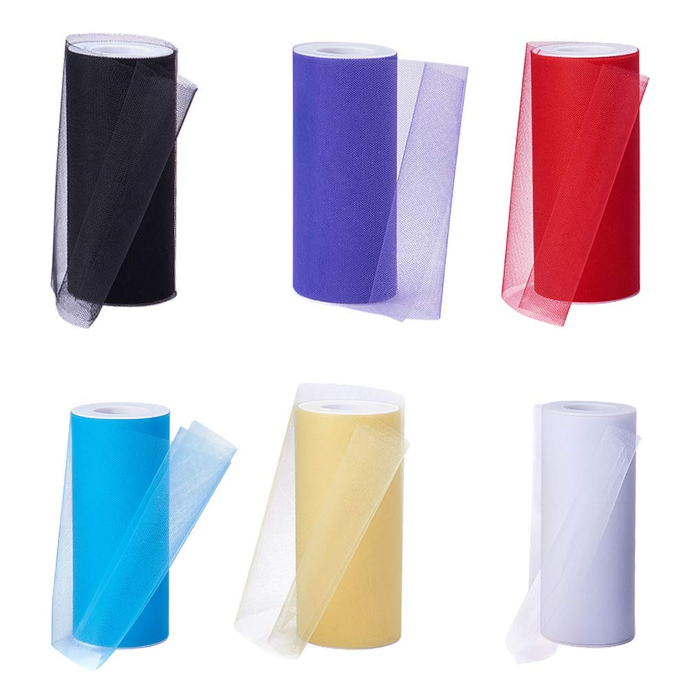 50 Yards JEWELEADER Glitter Tulle Rolls 6" Wide Organza Netting Fabric Spool Ribbon Gold and Silver for Wedding Party Christmas Decoration Making Table Tutu Skirt Chair Sashes Bow 25 Yards Each Roll