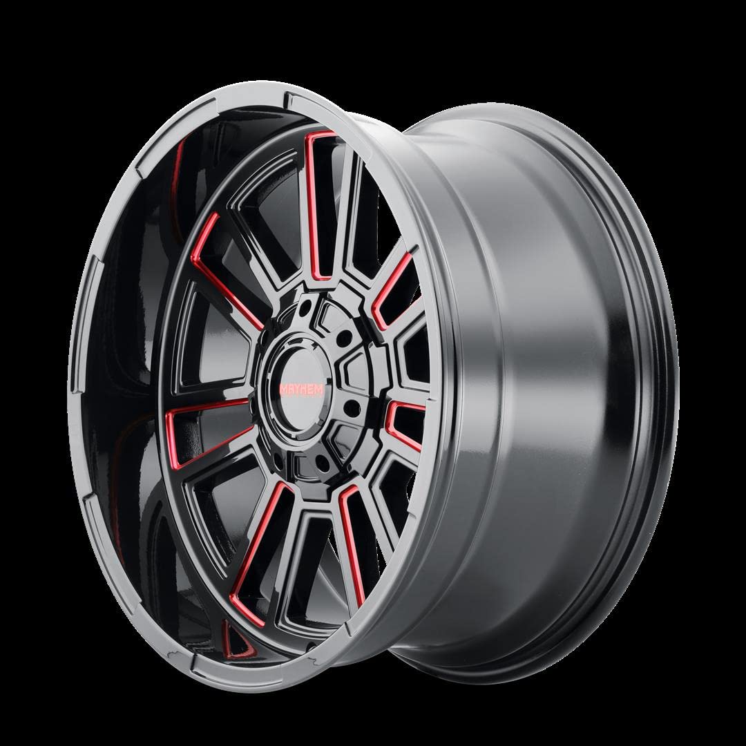 Apollo MAYHEM 8115 Gloss Black Milled Prism RED Milled 20-10 8-165.1 -19MM 125.2MM