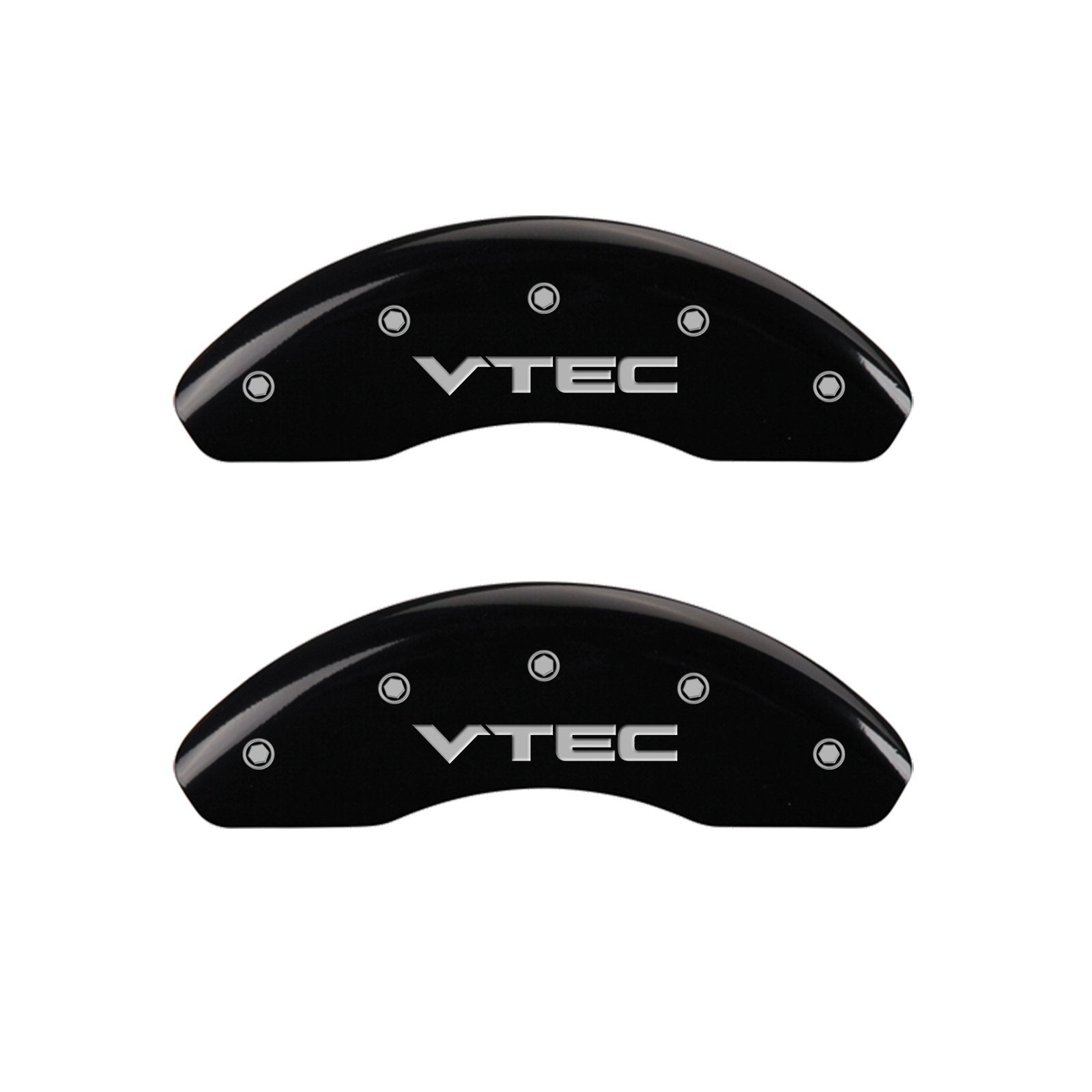 MGP Caliper Covers Front 20143FVTCBK Black Powder Coat Finish, Set of 2 (Vtec, Silver Characters, Engraved)