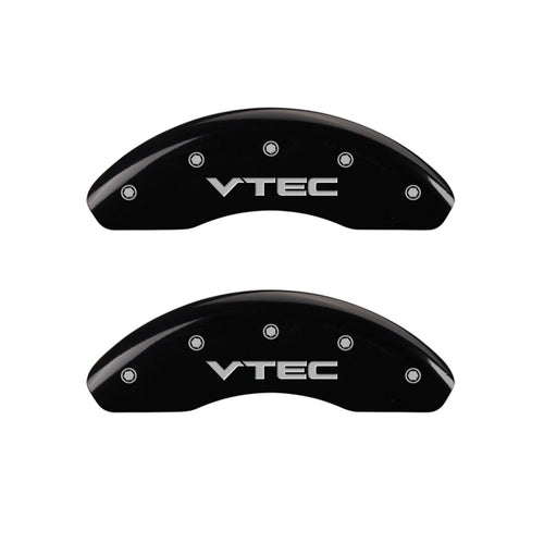MGP Caliper Covers 39008SVTCBK Front and Rear Black Powder Coat Finish Caliper Cover, Set of 4 (Vtech Silver Characters, Engraved)