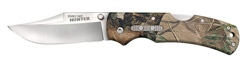 DOUBLE SAFE HUNTER Cold Steel (CAMOUFLAGE) / 8-3/8" OVERALL / 3.5" BLADE / 3MM THICK / 4-7/8" LONG GFN HANDLE / 8CR13MOV STAINLESS STEEL/AMBI BELT CLIP