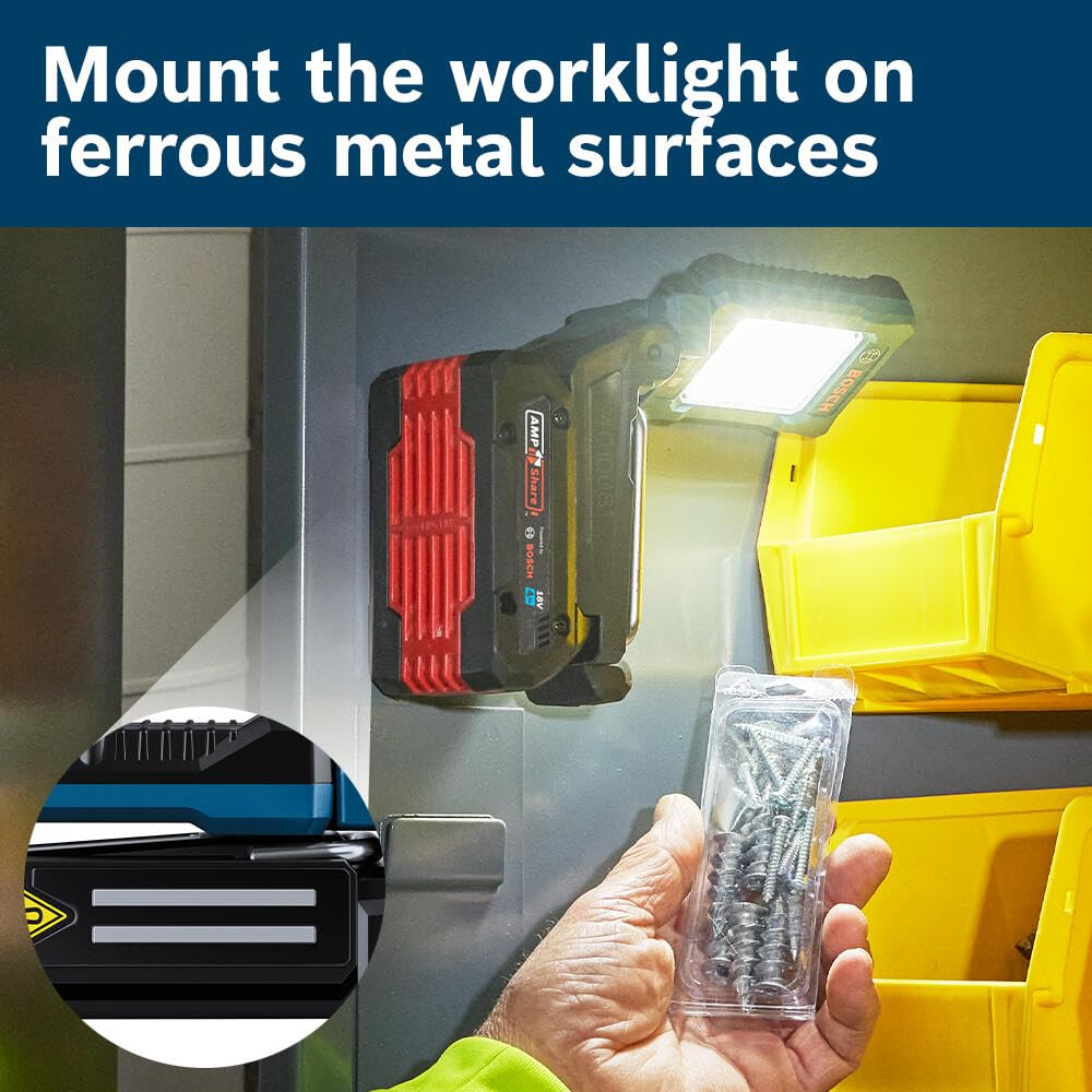 18V BOSCH GLI18V-800N Multidirectional, Portable LED Worklight with Mounting Magnet and Hanging Hook (Bare Tool)