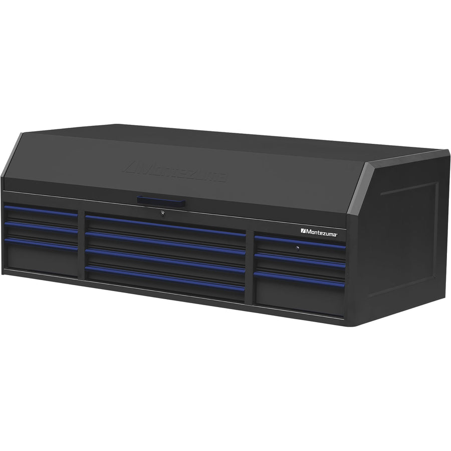 Montezuma Tool Box - 10 Drawer Tool Chest with Multiple Power Outlets & Black Powder Coat Finish - 72" x 30" M723010CH