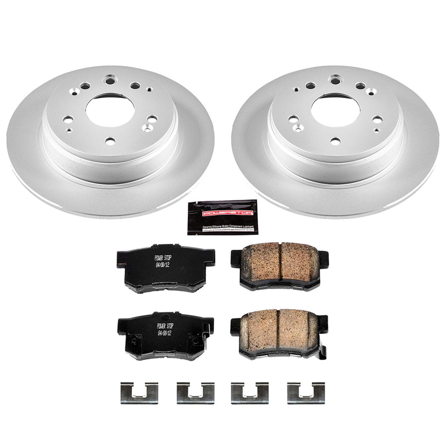 Power Stop Coated Brake Rotor CRK2308 & Ceramic Brake Pads- rear For Acura TL 1999-2003 [Model Specific]