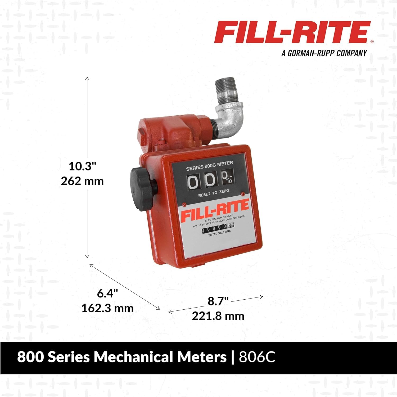 Fill-Rite 5-20 GPM 806C Gravity Meter with Strainer, Aluminum, Fuel Transfer Gallon Meter, 1" Ports