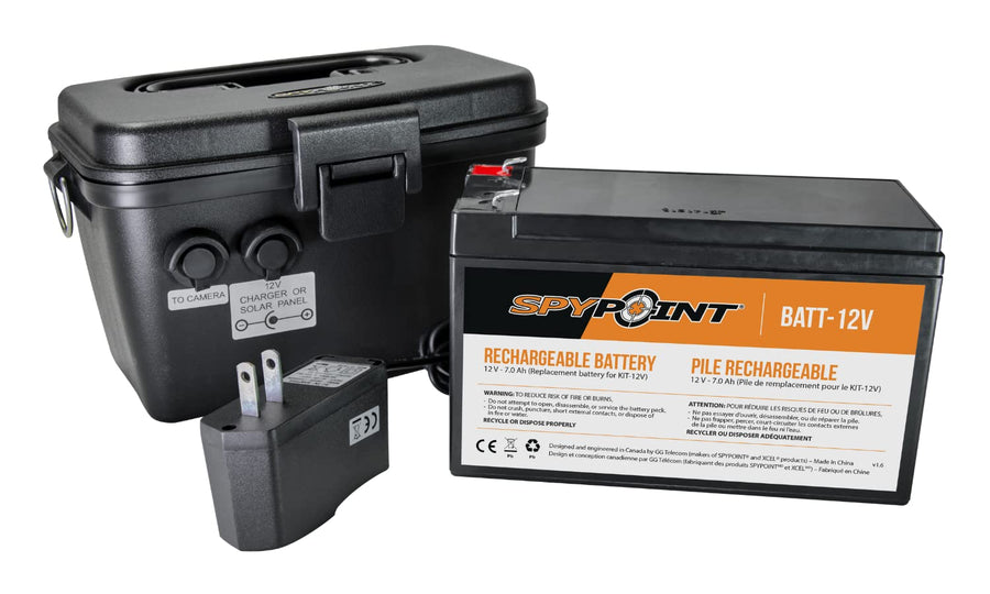 KIT-12V Spypoint Rechargeable Battery with Power Supply Kit 7.0Ah Battery Charger Kit Hunting Trail Cameras